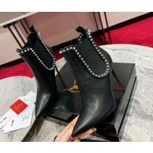Christian Louboutin Spikita Booty Leather Ankle Boots in black heel 10cm 2024