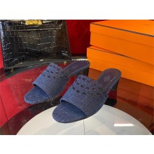 Hermes heel 5CM Gaelle sandal in denim bleu brut / marine 2023
