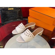 Hermes heel 5CM Gaelle sandal in calfskin white 2023