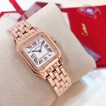 cartier panthere de cartier quartz watch pink gold with diamonds
