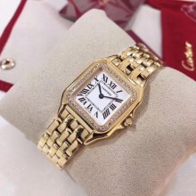 cartier panthere de cartier quartz watch yellow gold with diamonds