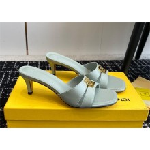 Fendi FFold Blue leather medium-heeled sandals 2024