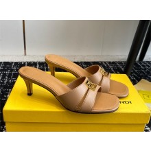 Fendi FFold tan leather medium-heeled sandals 2024