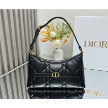 Dior Miss Caro Mini Hobo Shoulder Bag Black Macrocannage Lambskin 2024