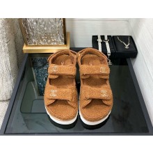 Chanel CC Logo Beach Sandals shearling 01 2024