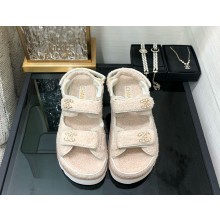 Chanel CC Logo Beach Sandals shearling 04 2024