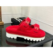 Chanel CC Logo Beach Mules Sandals Shearling 23 2024