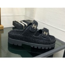 Chanel CC Logo Beach Mules Sandals Shearling 20 2024