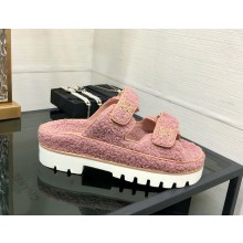 Chanel CC Logo Beach Mules Sandals Shearling 19 2024