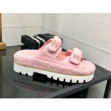 Chanel CC Logo Beach Mules Sandals Shearling 18 2024