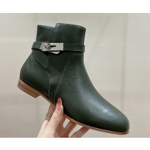 Hermes Neo Ankle Boots in green leather 2024
