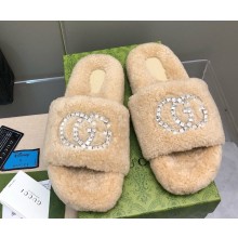 Gucci Interlocking G shearling flat slippers Beige 1210-2024