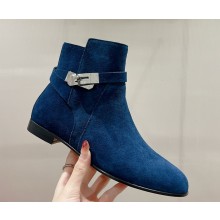 Hermes Neo Ankle Boots in suede leather blue 2024
