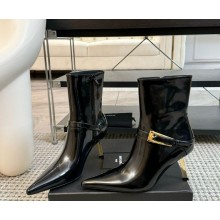 Saint Laurent Botines Lee de piel brillante BLACK heel 7.5cm 1118-2024
