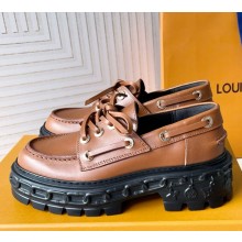 Louis Vuitton LV Record Boat Shoe Calf leather 1ADAK2  Cognac Brown 1118-2024