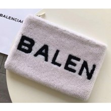 Balenciaga Small Shearling Pouch Clutch Bag White 2018
