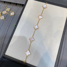 Van Cleef & Arpels Vintage Alhambra bracelet, 5 motifs,yellow gold,pink
