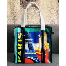 Balenciaga Print City Inspired Bazar Small Shopping Bag Paris Green 2018