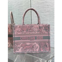 dior Pink and Gray Toile de Jouy Sauvage Embroidery medium book tote 2023