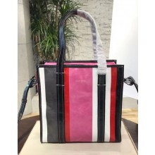 Balenciaga Bazar Small Shopping Bag Dark Gray/Fuchsia/White/Red 2018