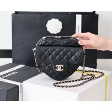chanel black lambskin Heart Clutch with Chain AS3191(ORIGINAL QUALITY)