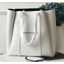 Balenciaga Calfskin Everyday Tote M Bag White with Thin Handles Resort 2018