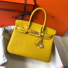 Hermes Birkin 30 Bag In togo Leather with Gold/Silver Hardware yellow
