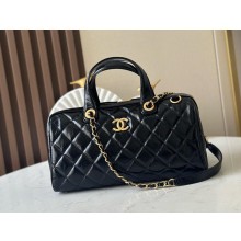 chanel black Patent Crumpled Calfskin & Gold-Tone Metal large bowling bag AS5579 2025