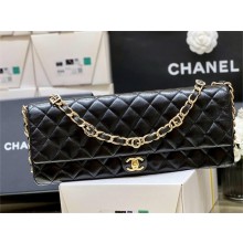 Chanel Shiny Lambskin & Gold-Tone Metal Black Maxi Clutch Bag AS5006 2024(ORIGINAL QUALITY)