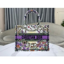 Dior Medium Book Tote Bag in Ecru Multicolor Dior 4 Saisons Été Soleil Embroidery 2024