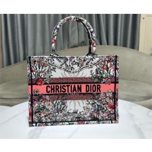 Dior Medium Book Tote Bag in Ecru Multicolor Dior 4 Saisons Printemps Soleil Embroidery 2024