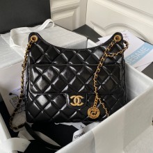 Chanel Hobo Handbag in Shiny Crumpled Lambskin AS4322 BLACK 2023