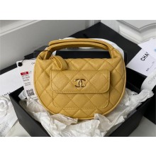 Chanel hoop loop bag in grained leather YELLOW AP3467 2023