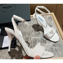 Prada Heel 10cm leather sandals 1X003N Brushed White 2023