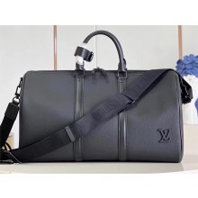 Louis Vuitton Keepall Bandoulière 50 Bag in Aerogram cowhide leather M21420 black 2024