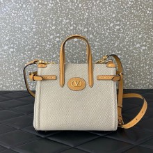 Valentino Garavani Antibes Small leather-trimmed tote bag 2025