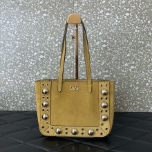 Valentino Garavani Nellcôte small studded suede shopper beige 2025