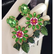 Dolce Gabbana Clip-on Earrings with Flower Pendant Green 2018