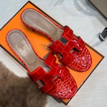HERMES HEEL 5CM STONE PATTERN LEATHER ORAN SANALS 37 2021