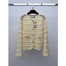 GUCCI WHITE COTTON LACE cardigan 2024