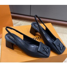 Louis Vuitton  Malletage pattern Shake Slingback Pumps in Calfskin black 1025-01 2024