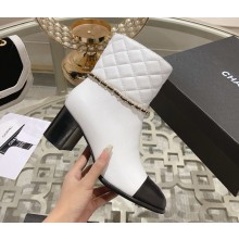 Chanel CC logo ankle Boots calfskin with chain black/white 1025-2024
