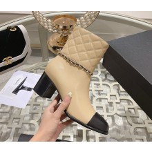 Chanel CC logo ankle Boots calfskin with chain black/beige 1025-2024