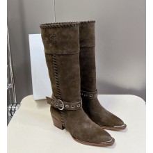 Celine with Buckle suede Boots grey 1025-2024