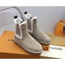 Louis Vuitton suede ankle boot with shearling beige 2024