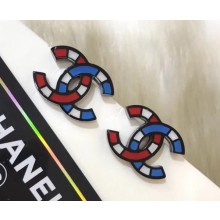 Chanel Sea CC Stud Earrings Blue/Red/White 2018