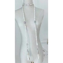 Chanel Pearl Long Necklace/Waist Chain White/Silver 2018