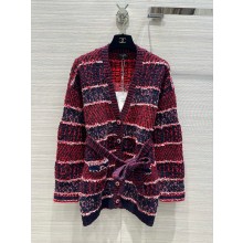 CHANEL Cashmere, Wool & Tweed Red, White, Dark Navy Blue & Black JACKET P75716 2023
