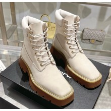 Alexander Wang Throttle Lace-Up Ankle Boots in Nubuck Leather white 1106-2024