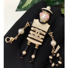 Chanel Brooch A58713 Gold/White/Black 2018
